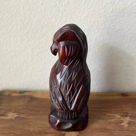 Carved Wood Owl Figurine - Picture 3 of 10
